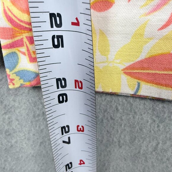 Talbots 12 Perfect Crop Pants Fruit & Flowers Pink Orange Button Cuffs Tropical - Picture 15 of 16